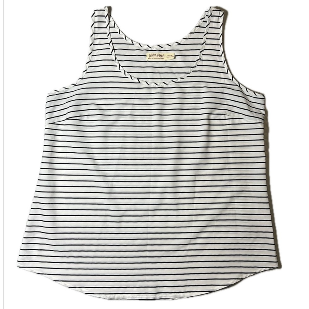 Faded Glory black and white striped tank top soft and flowy size L (12-14)